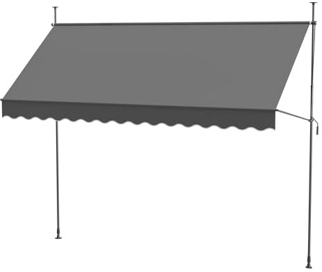 Thanaddo Klemmmarkise mit Handkurbel, 350cm Bereit, manuell höhenverstellbar Balkonmarkise ohne Bohren, UV Schutz Sonnenschutz wasserdicht für Outdoor, Terrasse, Balkon, Garten, Anthrazit