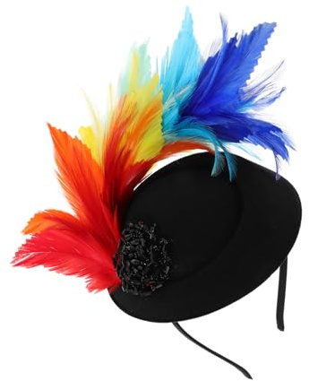 Healeved Chapeau Bibi à Plumes pour Femme Accessoire de Carnaval Coiffe de Fête Bandeau de Mariée pour Tea Party