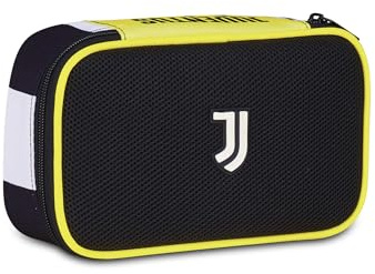Seven Juventus Federmäppchen für die Schule, Quick Case, Schwarz, Federmäppchen komplett mit Stiften, Bleistiften, Farben, Grund- und Mittelschule, Kinder, Fußball, Schwarz, Modern