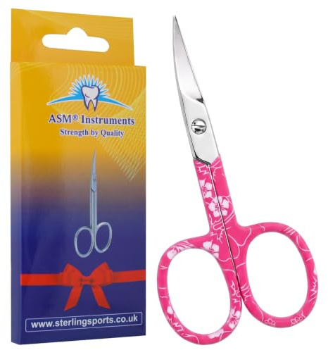 Cuticle Nail Scissors Stainless Steel for Eyebrow & Beard (Rose Pink)