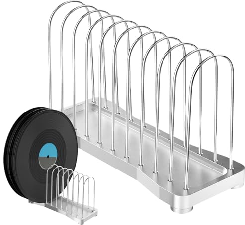 Generico Porta Album, Portadischi Metallico, Soluzione Moderna Da Tavolo Organizzata Con 10 Slot Per Soggiorno Studio Aula Home Theater Camera Da Letto