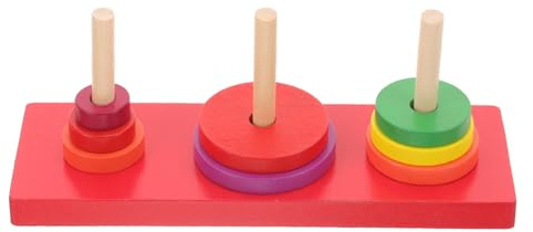 BESPORTBLE Tour de Hanoï en Bois, Jeu de Puzzle à Empiler Éducatif | 1 Set Coloré, Améliore Logique, Créativité, Coordination Œil-main, Compétences de Mesure