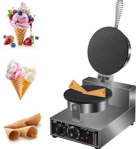 Electric Ice Cream Cone Maker 1300W Commercial Waffle Cone Machine Egg Cone Baker Non Stick Coating Restaurant Snack Dessert 110V