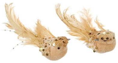 Smart Garden Gold Glitter Bird Decorations – 2 Pack Clip-On Birds – Elegant Christmas Tree, Wreath & Garland Décor – 6 x 18 cm