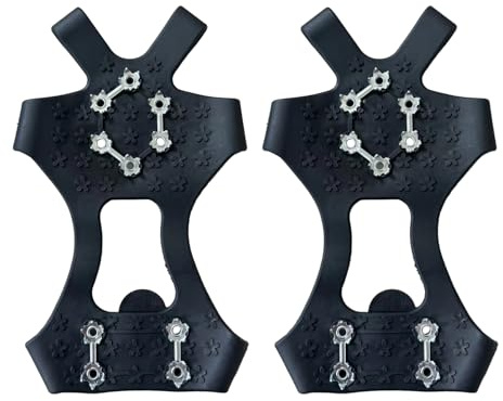 Yongmcxhhj Grampones De Nieve,10 Púas para Tracción Antideslizante,Grampones De Tracción para Botas - para Trabajo al Aire Libre Desplazamientos en Invierno Senderismo Caminata Escalada Alpinismo