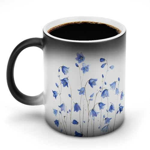 Jubonexis Kleine Kaffeetasse mit Glockenblumen, Farbwechsel, Keramik, lustig, 325 ml