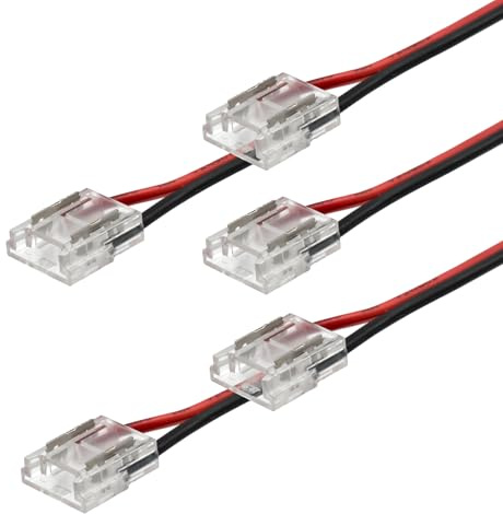 Jandei – Pack de 5 Conectores “Tira - Transformador” para Tiras Led COB o SMD 12V / 24V, Ancho 10mm, Cable 15cm, 2 Pines, Corriente Máx 6 A. IP20 para Uso en Estancias de Interior