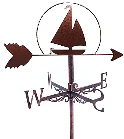 Veleta de Viento de Metal para velero, indicador de dirección del Viento con Revestimiento, Veleta de velero para Exteriores, para decoración de Granjas, Jardines y Patios.