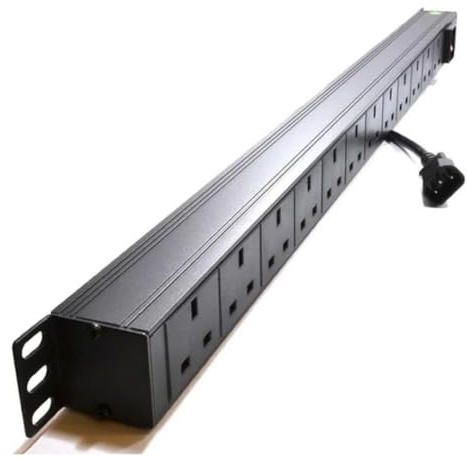 Dynamode 12 Way Vertical Rack Mount PDU – UK 13A Power Distribution Unit with IEC C14 Input, Switched 1.8m Cable, 4000W – Space-Saving Server & Data Cabinet Power Strip