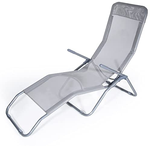 VERDELOOK Klappbare Strandliege, 94x58x82 cm, für Gartenmöbel und Garten, Grau