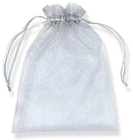 PLECUPE 100 Stück Organzasäckchen 13x18 cm, Organzanbeutel Tunnelzug Hochzeit Säckchen, Schmuckbeutel Drawstring Säckchen Geschenkbeutel für Weihnachten Geschenke Schmuckaufbewahrung Verpacken - Grau