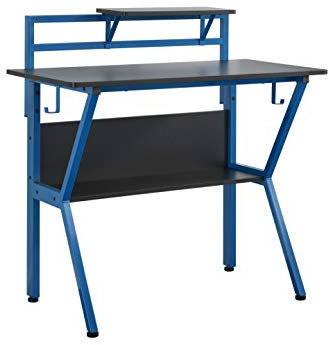 Virtuoso Black & Blue Gaming Computer Office Storage Desk