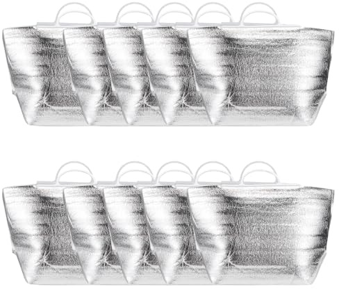 Cabilock Insulation Bag 12.20X11.02X7.48 Inch Portable Thermal Food Storage Tote with Handle 10 Pack Lightweight Heat Preservation Cooler for Home Restaurant Camping