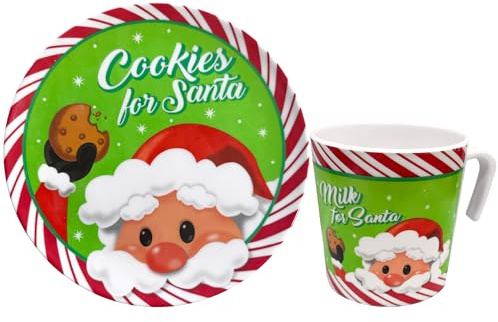 REGENT Cookies For Santa Plate and Mug Set: Festive Christmas Character Designs Melamine Wares