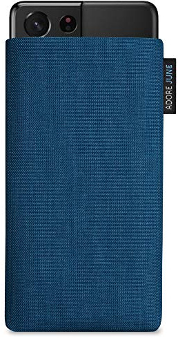 Adore June Classic Blu-Oceano Custodia Compatibile con Galaxy S21 Ultra, Tessuto Resistente con Display di Pulizia Effetto