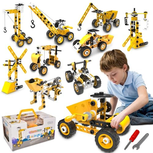 Educational Building Toys STEM Learning Kit, 10 in 1 Construction Blocks for Preschool Kids, Engineering Toys Creative Set for Kids, Boys Age 5 6 7 8 9 10+ Years Old