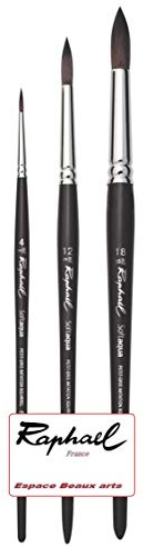 Pinceau Raphael SOFTAQUA.SÉRIE 845 Vegans. N° 4 .12. 18. Set 3PCS (Raphael France)