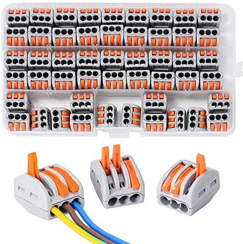 ZITFRI 50 Pcs Cuivre Connecteurs Electriques 3 Entrées Cosse Electrique - Bornier Raccord Rapide Bornes de Connexion Automatique