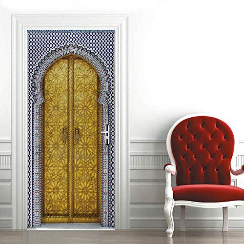 SHOMEY Türtapete Türaufkleber Selbstklebend Marokkanischer Stil 80 x 210 cm Türfolie Türbilder Türposter Türklebefolie Abstrakt Abnehmbar Wohnzimmer Küche Schlafzimmer Wandaufkleber