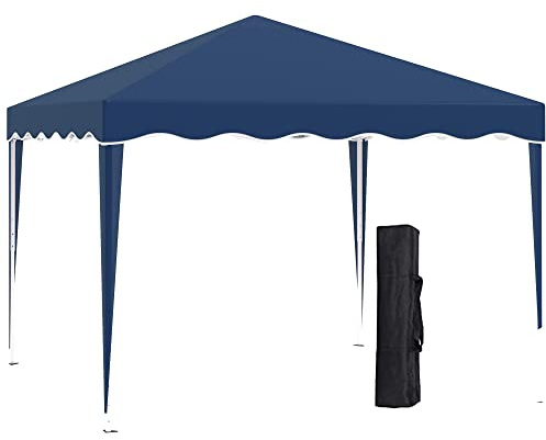 Outsunny Vikpaviljong paviljong 3 x 3 m trädgårdspaviljong, vikbart festtält, höjdjusterbart trädgårdstält med transportväska, UV-skydd, stål, oxford-blå