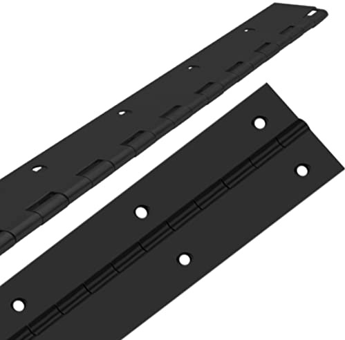 AODESTINY 20” Heavy Duty Black Stainless Steel Classic Piano Hinges, 2” Open Width, 1/16” Thickness, 20 Holes, 2 Count