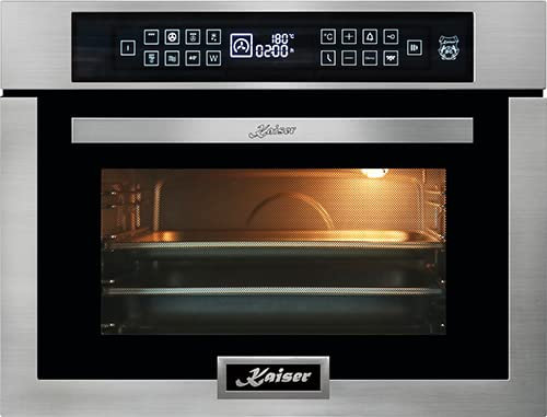 Kaiser EM 6307 R Einbau Mikrowellen Backofen, 38 L, 45 cm Hoch, Touch Control, 22 Funktionen, Elektronische Schaltuhr, Heißluft System, Infrarotgrill, Edelstahl, Mikrowelle Backofen