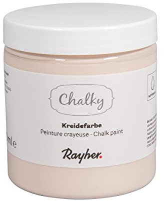 Rayher Chalky, Kreidefarbe auf Wasserbasis, creme, für Shabby-Chic, Vintage- und Landhaus-Stil-Looks, Dose 230 ml, 35048511