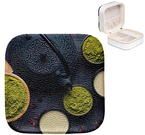 Petite boîte à bijoux en cuir PU avec vue sur le dessus du dessus pour cérémonie du thé japonaise traditionnelle
