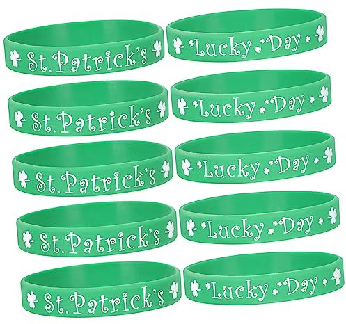 Garneck 10stücke Silikonarmbänder Mit Kleeblattmuster Für St Patrick's Day Grüne Armbänder Als Gastgeschenk Leicht Und Angenehm Zu Tragen Für Irische Feiertage Und Party-accessoires