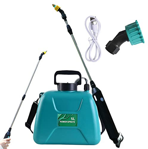 Ziurmut Pulverizador A Batería, Pulverizador Hombro, Pulverizador Césped Jardín Pulverizador Líquido Jardín Portátil 5L 2 Boquillas Pulverización, para Césped, Plantas