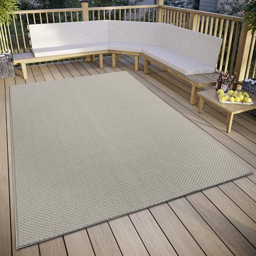 Hanse Home Pure In- & Outdoor Teppich Wetterfest – Modernes Muster, Wasserfest robuster Aussenteppich Flachgewebe für Garten, Balkon, Terrasse, Wohnzimmer –Beige, 190x290cm