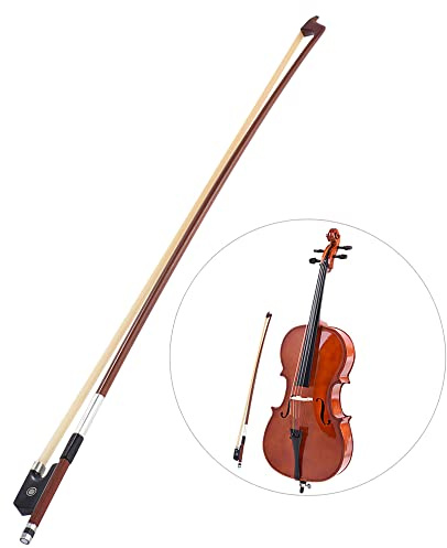 KOCAN cello bow, Well-d Octagonal Brazilwood 4/4 Cello Bow Horsehair Round Stick Ebony Frog