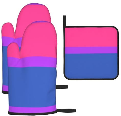 Lot de 3 maniques et maniques motif drapeau de la fierté, gants de cuisine résistants à la chaleur, pour la cuisine et le barbecue