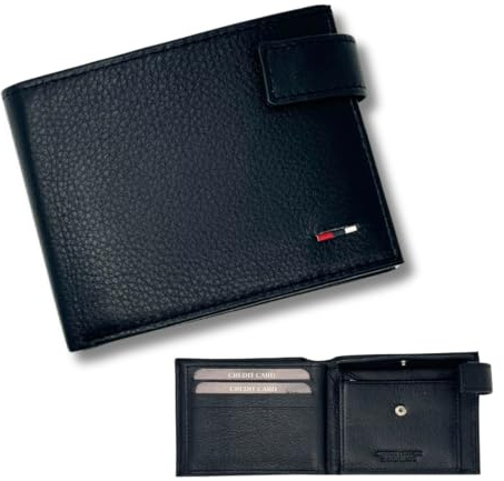 Lola Sale Cartera de Piel para Hombre con Monedero Tarjetero de Cuero Billetera Gran Capacidad 9 Ranuras 2 Compartimentos para Billetes y Monedero. Incluye Tarjeta de Bloqueo RFID (ML-238)