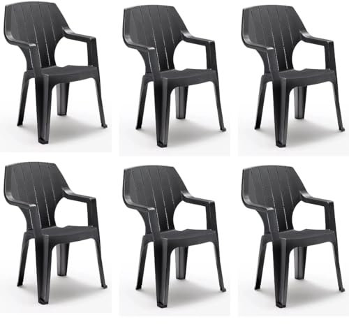 Tomaino - Ensemble de chaises de Jardin empilables en Plastique -Chaise d'extérieur en Plastique Effet Bois (Noir)