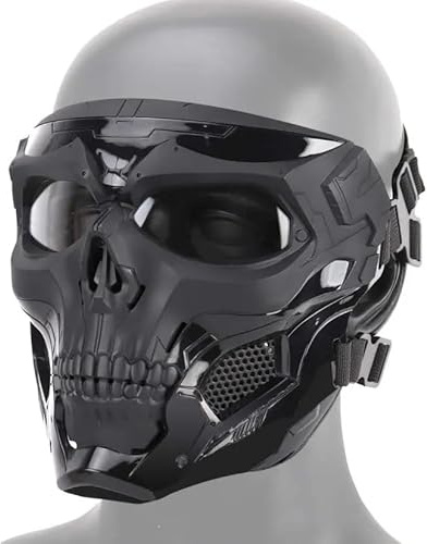 Bulldog Airsoft Adjustable Skull Messenger Mask: Protective Full Face Mask with Adjustable Fit for Tactical Helmet.