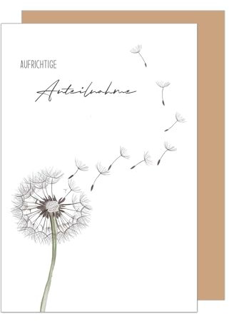 Edition Seidel Premium Trauerkarte mit Umschlag. Beileidskarte Trauer Karte mit Spruch In stiller Trauer Aufrichtige Anteilnahme Abschied letzter Gruß Mitgefühl Pusteblume (T1184 SW024)