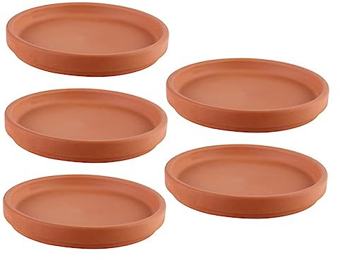 Parliky Plateau de Pot de Fleurs 5pcs en Terre Cuite, Soucoupe 40cm