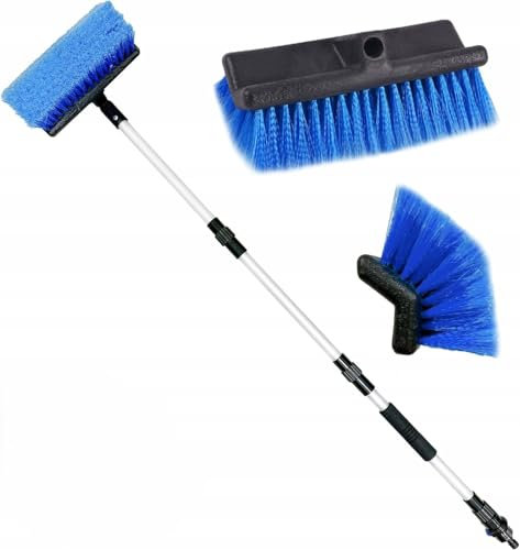 Brosse de lavage télescopique - Manche télescopique de 170 à 300 cm - Brosse de lavage pour caravane, voiture, camion, fourgonnette, photovoltaïque - Brosse de lavage télescopique