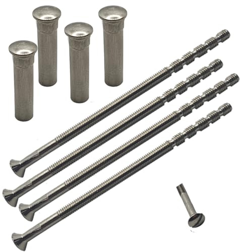 Lot de 4 vis fendues M4 x 90 mm chromées avec boulon de sécurité chromé, manchon de transport mâle vers femelle, vis de connexion pour poignée de porte, boutons, rosaces et autres