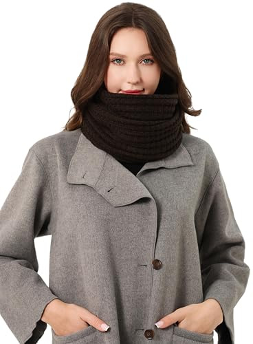 DonDon Schal Damen Winter Winterschal Strickschal Loop Schal Schlauchschal - Braun