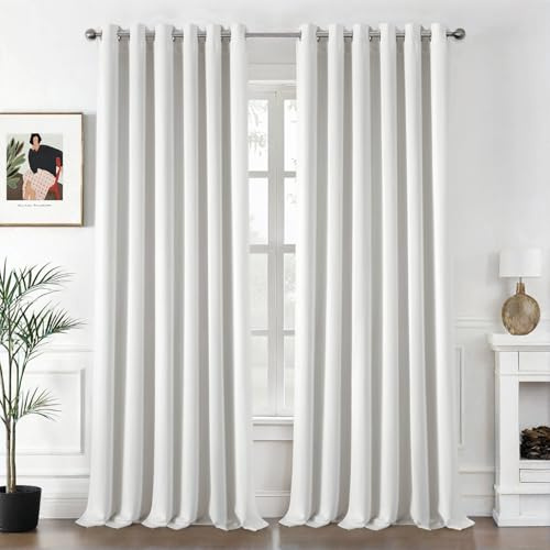 MIULEE Extra Breite Verdunklungsvorhänge Breite 200 cm, 2er Set Weiß Vorhänge Blickdicht H 245 x B 200 cm, Modern Gardinen Fenster Abdunkeln mit Ösen Wohnzimmer Schlafzimmer Vorhang Verdunkelung