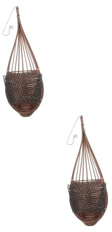 BESTonZON 2 Stück Bambus Hängekörbe Blumentöpfe Hängeblumentöpfe Für Den Innenbereich Wandbehang Pflanzgefäß Wandbehang Korb Topf Orchidee Hängepflanzgefäß Hängetöpfe Pflanzen