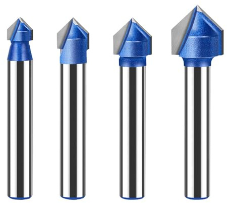 Precisions 90 Degree V Shape Router Bits Set Of 4 For Woodworking Applications Carving Grooving Milling Cutter Tools Engraving Bit