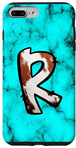 Western Cow Letter R Monogram Initial Name Turquoise Howdy Case for iPhone 7 Plus/8 Plus