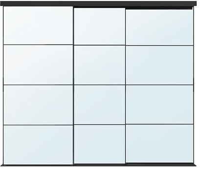 AULI/SKYTTA Combinaison de portes coulissantes, noir/verre miroir, 276 x 240 cm