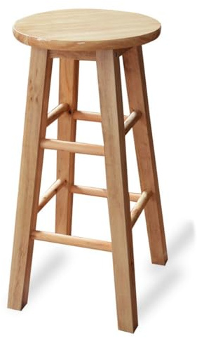 CHZIMADE Wooden Bar Stool Wood Stools with Foot Rest Bar Stool 60cm Tall Seat Height Counter Barstools (1, Round(60X30X30CM))