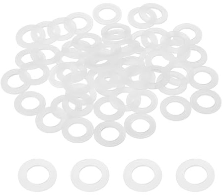 PATIKIL Rondelle piatte in nylon M8, 50 pezzi da 8 mm, diametro esterno 14 mm, spessore 1 mm, guarnizione rotonda in plastica, distanziatori per bulloni, viti, tubi dell'acqua, bianco