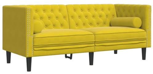 Emmtore Sofá Chesterfield 2 plazas con Cojines Terciopelo Amarillo