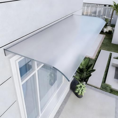 Auvent Porte d'Entrée avec Plaque Polycarbonate - Marquise Porte d'Entrée Transparente, Système Extensible pour Terrasse et Balcon,Disponible en Tailles sur Mesure Frosted 50x190cm/19.6 x75